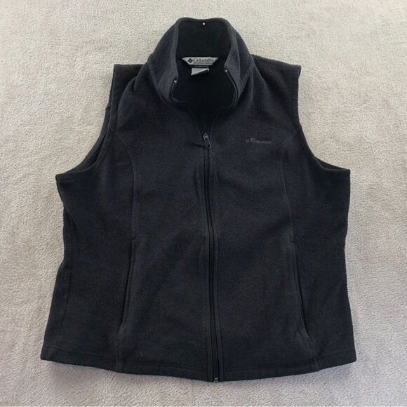 Columbia Womens Vest Jacket Large Black Fleece Full Zip Stand Collar Outdoors - Picture 10 of 13